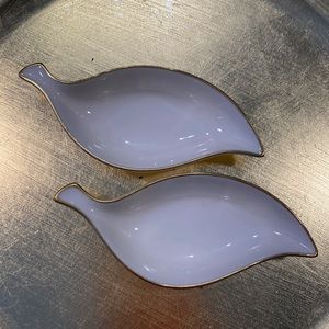 LENOX China set of two dove bird leaf flat tray bowls